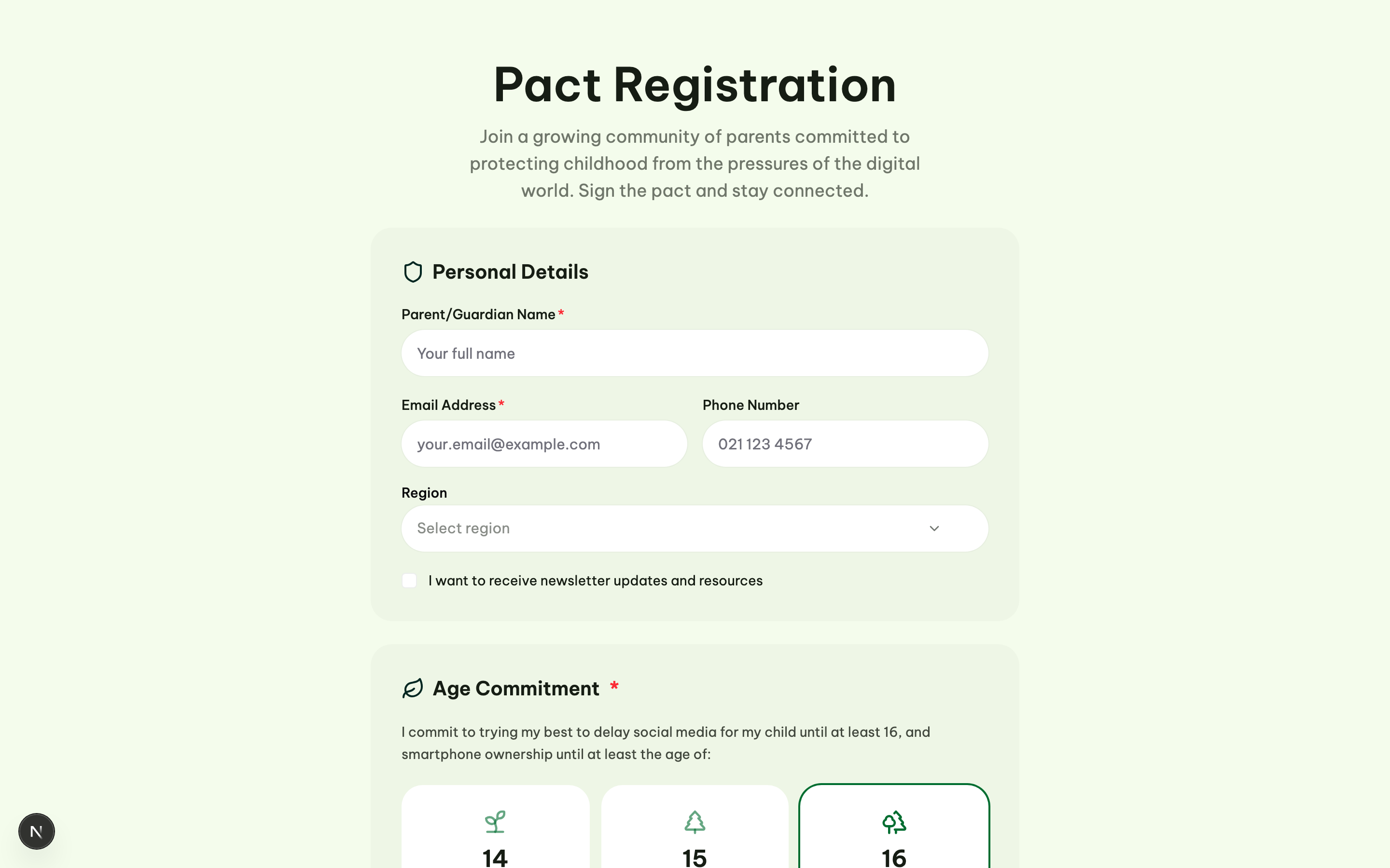 Registration — Beautiful forms that families actually enjoy filling out.